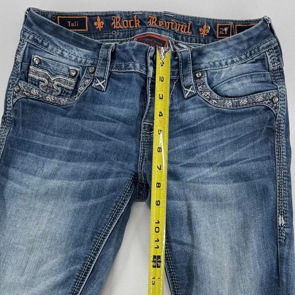 Rock Revival Tali Skinny Jeans WOMENS Blue Embellished Denim SIZE 27 x 29 - Picture 5 of 13